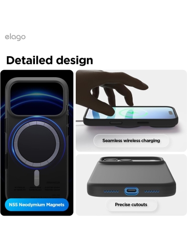 Elago для iPhone 17 Pro Max чехол Magnetic Silicone Black (MagSafe)