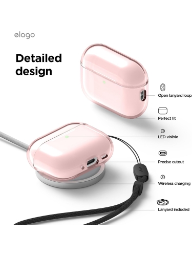 Elago для AirPods Pro 3 чехол Clear Strap case Lovely Pink