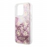 Чехол Guess Liquid Glitter Peony Hard для iPhone 13 Pro, розовый