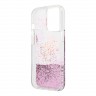 Чехол Guess Liquid Glitter Peony Hard для iPhone 13 Pro, розовый