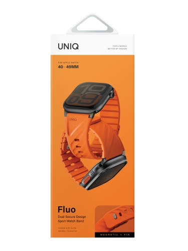 Uniq для Apple Watch 49-40 mm ремешок FLUO Silicone Rubber Volt Orange