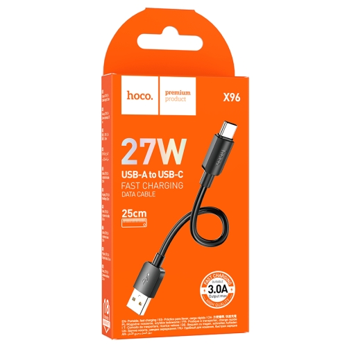 HOCO кабель X96 Hyper PD27W charging data cable USB-A to Type-C (25 см) Black