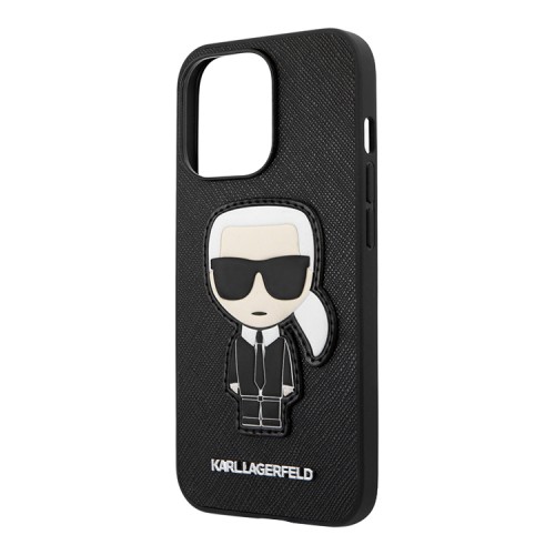 Чехол Karl Lagerfeld PU Saffiano Ikonik Patch (metal) Hard для iPhone 13 Pro, черный