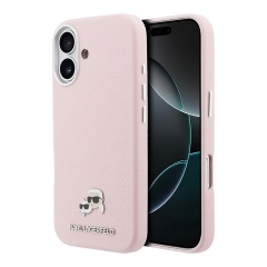 Karl Lagerfeld для iPhone 17 чехол PU Saffiano FW NFT Karl&Choup metal & Cam Hard Pink (MagSafe)