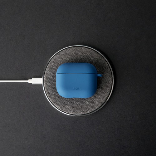 Чехол Uniq NEXO Liquid silicone +carabin +Sports ear hooks для AirPods 3 (2021), синий