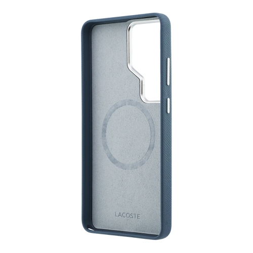 Lacoste для Galaxy S26 Ultra чехол PU Grained Metal Foil logo & Cam Hard Grey/Silver (MagSafe)