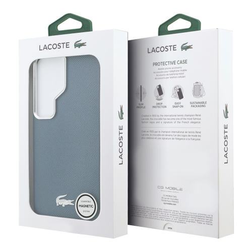 Lacoste для Galaxy S26 Ultra чехол PU Grained Metal Foil logo & Cam Hard Grey/Silver (MagSafe)