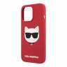 Чехол Lagerfeld Liquid silicone Choupette Hard для iPhone 13 Pro Max, красный (Magsafe)