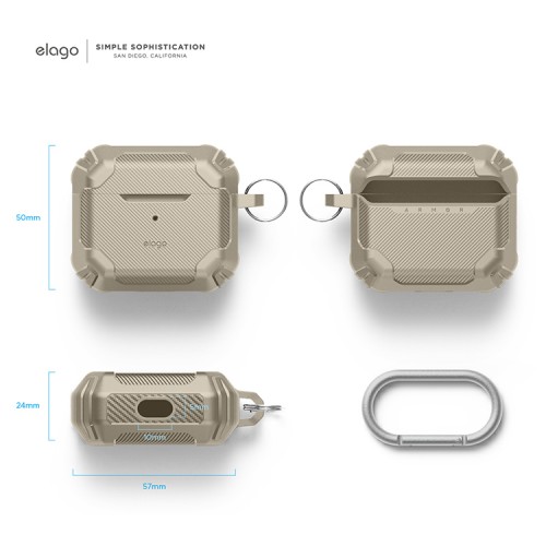 Чехол Elago Solid Armor TPU hang case для AirPods 3 (2021), бежевый