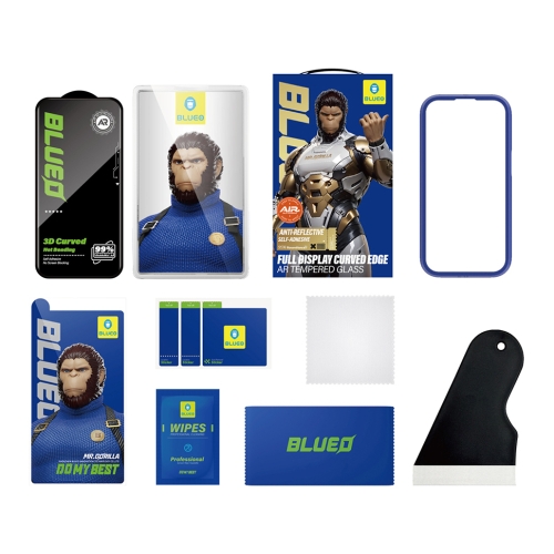 BlueO стекло для iPhone 18 Pro Max/17 Pro Max/16 Pro Max, 3D AR Curved Hot Bend SA UHD Black +inst