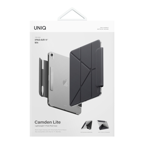 Uniq для iPad Air 11 (2024-2026) чехол Camden Lite (Detachable Pencil sleeve) Charcoal Grey