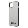 Чехол Lagerfeld Solid glitter Plaque logo Hard для iPhone 14 Plus, серебристый