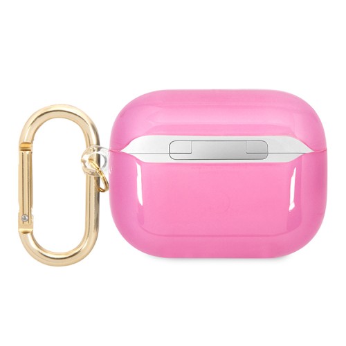 Чехол Guess Translucent Palm Tree с карабином для Airpods Pro, розовый