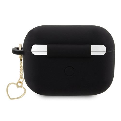 Чехол Guess Silicone case Script logo with Heart charm для Airpods Pro 2, черный