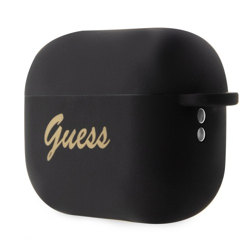 Чехол Guess Silicone case Script logo with Heart charm для Airpods Pro 2, черный