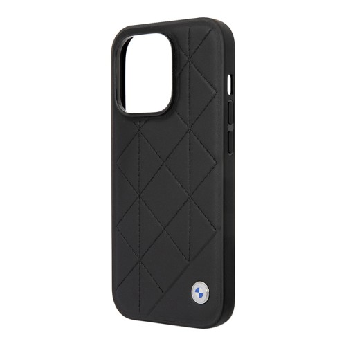 Кожаный чехол BMW Signature Quilted pattern Hard для iPhone 14 Pro Max, черный