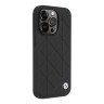 Кожаный чехол BMW Signature Quilted pattern Hard для iPhone 14 Pro Max, черный