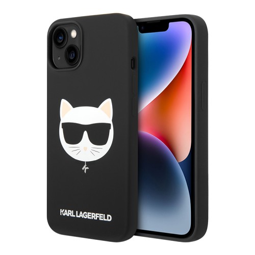 Чехол Lagerfeld Liquid silicone Choupette Hard для iPhone 14 Plus, черный (Magsafe)