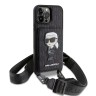 Чехол Lagerfeld Crossbody cardslot PU Saffiano Monogram NFT Karl Ikonik Hard для iPhone 13 Pro Max, черный