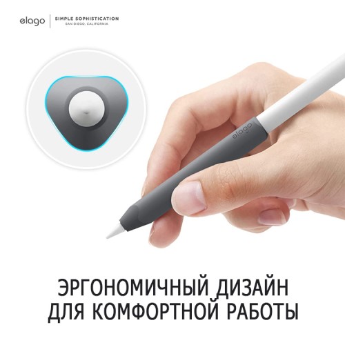 Чехол Elago Grip silicone holder для стилуса Apple Pencil 2, Dark Grey/Mint (2 шт)