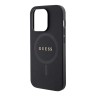 Guess для iPhone 15 Pro Max чехол PU Saffiano with metal logo Hard Black (MagSafe)