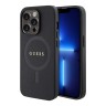 Guess для iPhone 15 Pro Max чехол PU Saffiano with metal logo Hard Black (MagSafe)