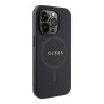 Guess для iPhone 15 Pro Max чехол PU Saffiano with metal logo Hard Black (MagSafe)
