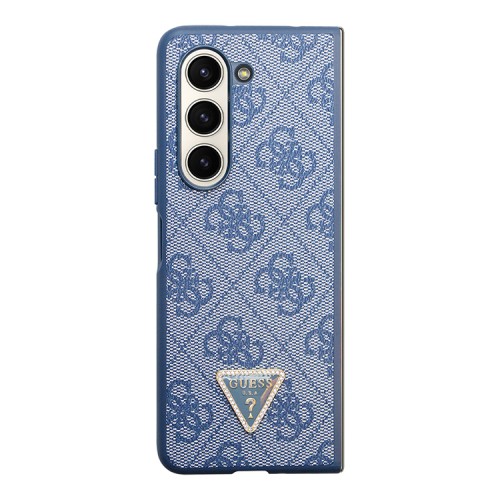 Guess для Galaxy Z Fold 5 чехол PU 4G Triangle Diamond metal logo Hard Blue