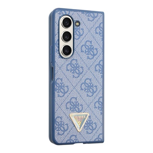 Guess для Galaxy Z Fold 5 чехол PU 4G Triangle Diamond metal logo Hard Blue