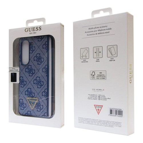 Guess для Galaxy Z Fold 5 чехол PU 4G Triangle Diamond metal logo Hard Blue