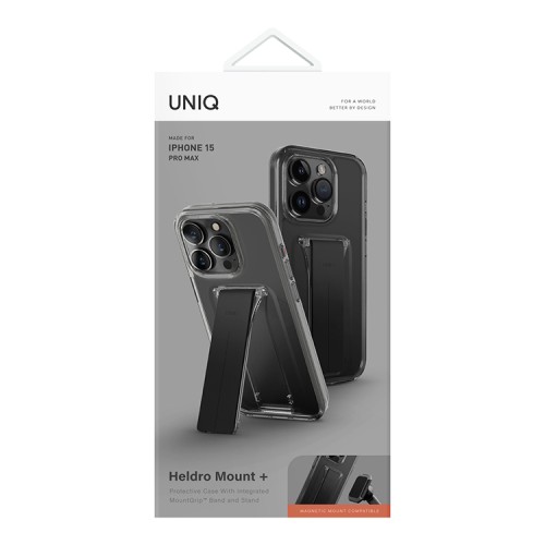 Uniq для iPhone 15 Pro Max чехол Heldro Mount with Stand Smoke