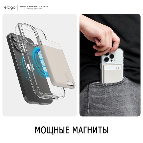 Elago магнитный бумажник MagSafe Silicone Card Pocket Stone