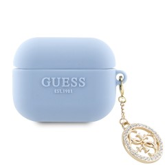 Guess для Airpods 3 чехол Liquid silicone 3D Logo with 4G Diamond charm Blue