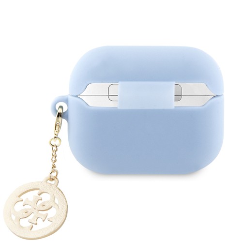 Guess для Airpods 3 чехол Liquid silicone 3D Logo with 4G Diamond charm Blue