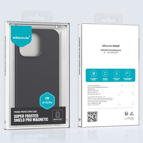 Nillkin для iPhone 15 Pro чехол Frosted Shield Pro Magnetic Black (magsafe)