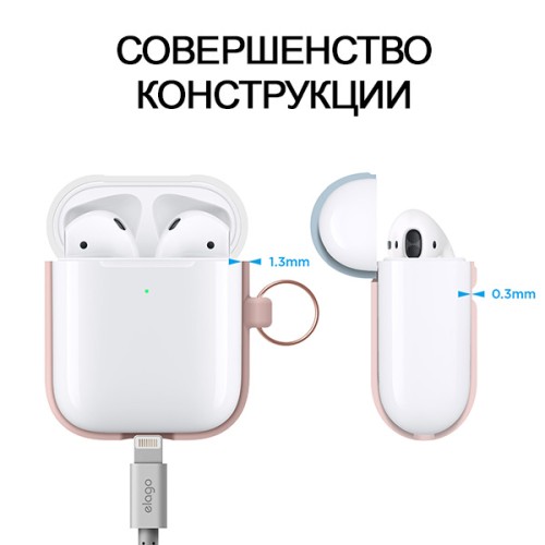 Чехол Elago Hang DUO для AirPods 2 (wireless), розовый с крышками White и Pastel Blue