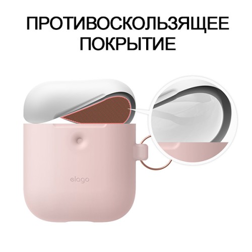 Чехол Elago Hang DUO для AirPods 2 (wireless), розовый с крышками White и Pastel Blue