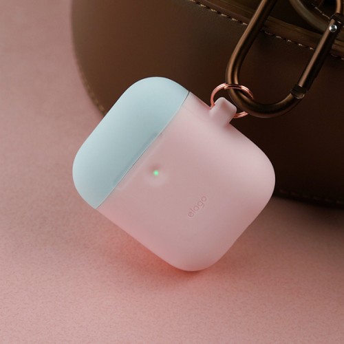 Чехол Elago Hang DUO для AirPods 2 (wireless), розовый с крышками White и Pastel Blue