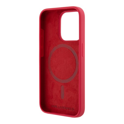 Karl Lagerfeld для iPhone 15 Pro Max чехол Liquid Silicone NFT Karl & Choupette Body Hard Red (MagSafe)