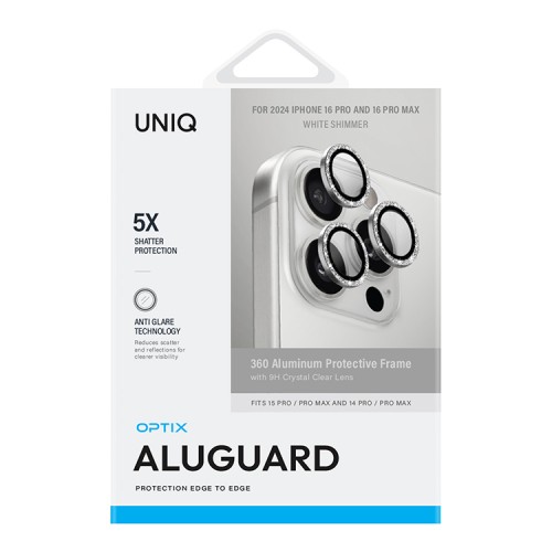 Uniq стекло для iPhone 16 Pro/16 Pro Max OPTIX Camera Lens AluGuard White Shimmer