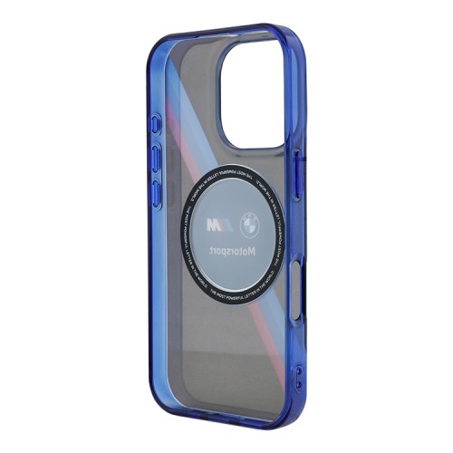 BMW для iPhone 16 Pro Max чехол Motorsport PC/TPU Circle&Tricolor, черный (MagSafe)