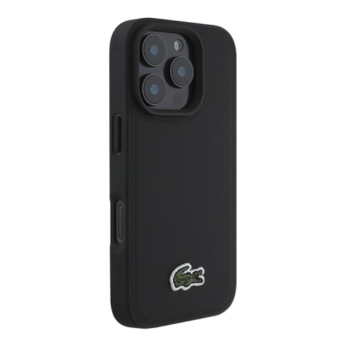 Lacoste для iPhone 16 Pro чехол PC/TPU&PVC iconic Woven logo Black (MagSafe)