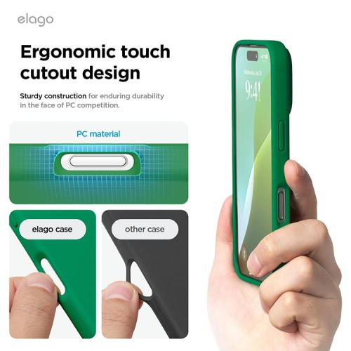 Elago для iPhone 16 Pro Max чехол Soft silicone (Liquid) Alpine Green