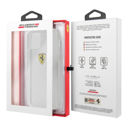 Чехол Ferrari On-Track Printed logo Hard для iPhone 12 Pro Max, прозрачный