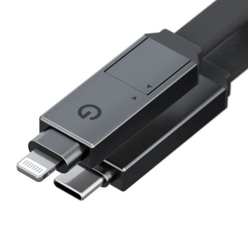 Energea Кабель Sheath 2-in-1 USB-C to C+Lighning MFI 60W 480 Mbps Gun 15cm