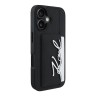 Karl Lagerfeld для iPhone 16 чехол Cardslot PU Grained leather Metal Signature Hard Black