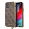 Guess кожаный чехол с узором 4G и подвеской Charms Hard для iPhone 12 Pro Max, коричневый