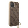 Guess кожаный чехол с узором 4G и подвеской Charms Hard для iPhone 12 Pro Max, коричневый