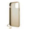 Guess кожаный чехол с узором 4G и подвеской Charms Hard для iPhone 12 Pro Max, коричневый