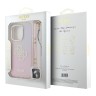 Guess для iPhone 16 Pro Max чехол PC/TPU Peony glitter + Beads Hand Strap Hard Iridescent Pink